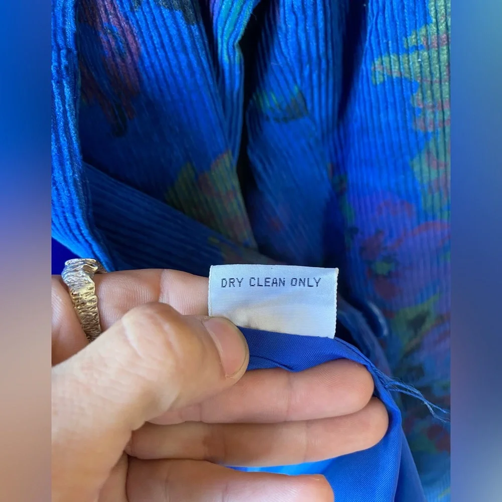 Fox Run Vintage Vibrant Blue Corduroy Floral Sport Coat Blazer 80s Size 15/16 - Picture 5 of 10